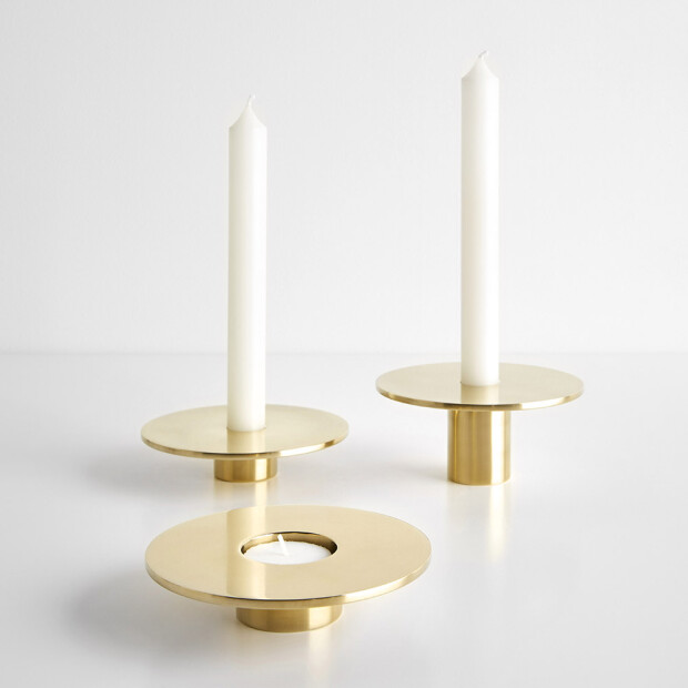 Eclipse Brushed Brass Candleholders
